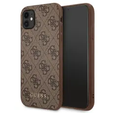 Guess - Guess Mobilskal till iPhone 11 MagSafe 4G Metal Gold Logo - Brun