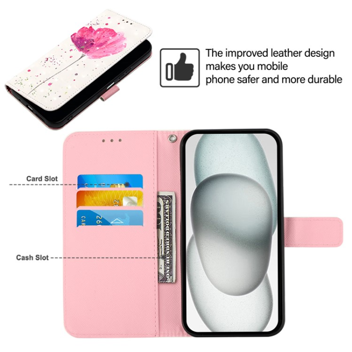 A-One Brand - iPhone 16e Plånboksfodral Printing Pattern Med Rem - Flower