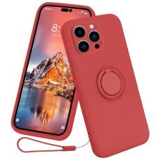 OEM - iPhone 15 Pro Mobilskal Ringhållare Liquid Silikon - Röd