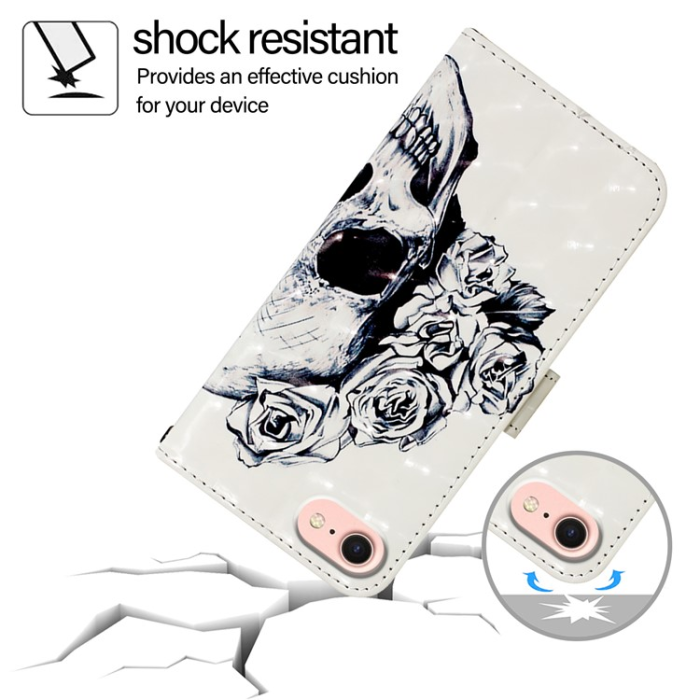 A-One Brand - iPhone 16e Plånboksfodral Printing Pattern Med Rem - Skull