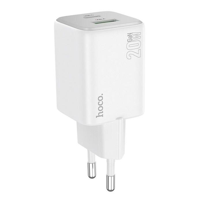 Hoco - Hoco Väggladdare 1xUSB-C 1xUSB-A 20W N41 - Vit