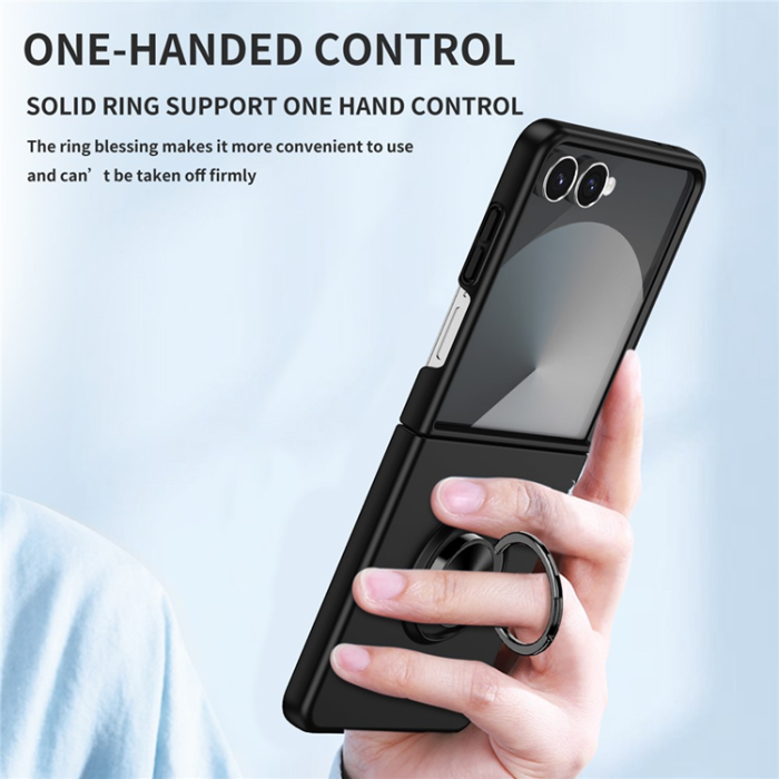 A-One Brand - Galaxy Z Flip 7 5G Mobilskal Rotatable Ring Kickstand - Svart
