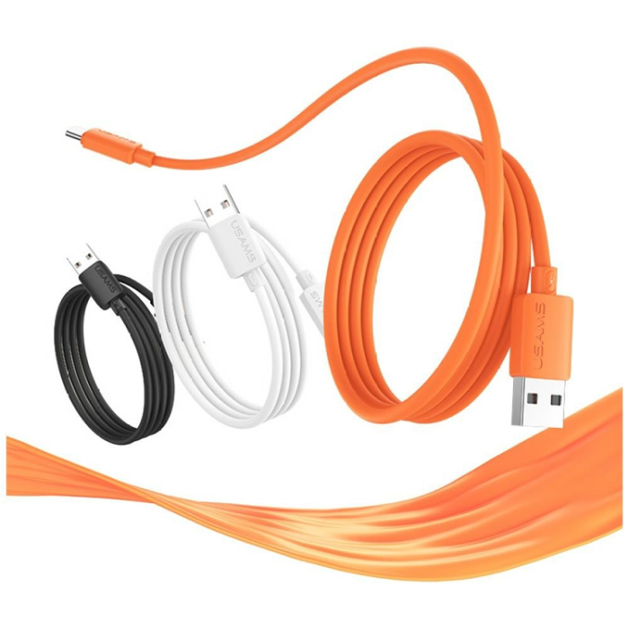 USAMS - USAMS USB-A till USB-C Kabel 3A 1m Silikon U98 - Vit