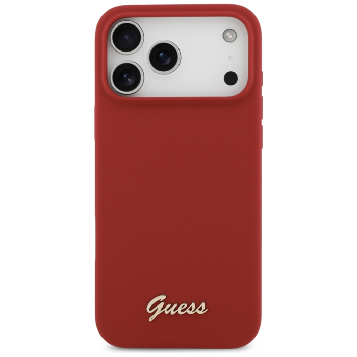 Guess - Guess Mobilskal För iPhone 17 Pro Max Magsafe Script Metal Logo - Magenta