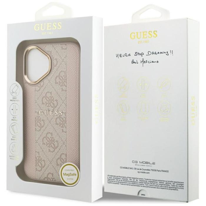 Guess - Guess iPhone 17 Mobilskal MagSafe 4G Stripe - Rosa