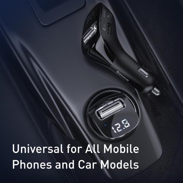 UTGATT1 - BASEUS Transmiter FM Bluetooth MP3 + Billaddare 15W - Svart