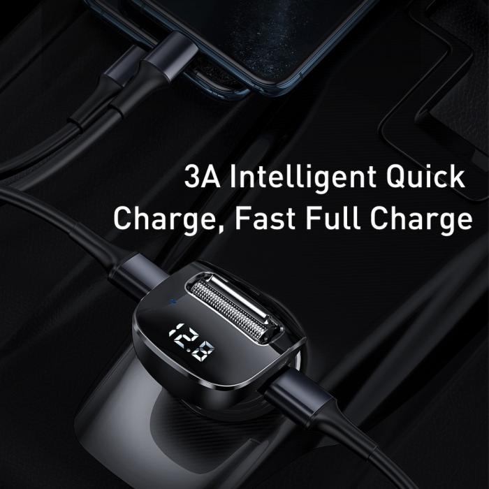 UTGATT1 - BASEUS Transmiter FM Bluetooth MP3 + Billaddare 15W - Svart