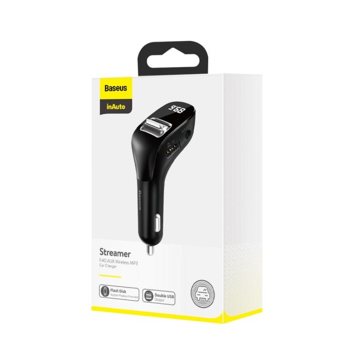 UTGATT1 - BASEUS Transmiter FM Bluetooth MP3 + Billaddare 15W - Svart