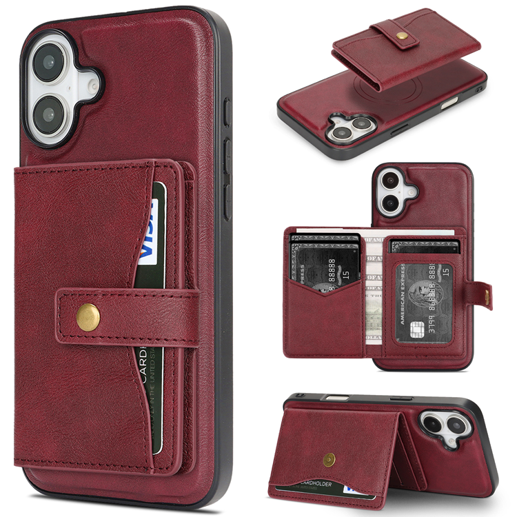 iPhone 16 Mobilskal MagSafe Detachable Korthållare (Röd) | 2353 | AlltMobil