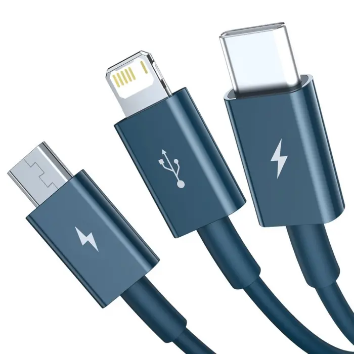 BASEUS - Baseus 3in1 USB-A till USB-C, Lightning, microUSB kabel 1.5m