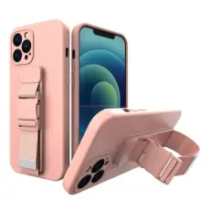 OEM - Rope Gel Airbag Skal Med Lanyard Galaxy A42 - Rosa