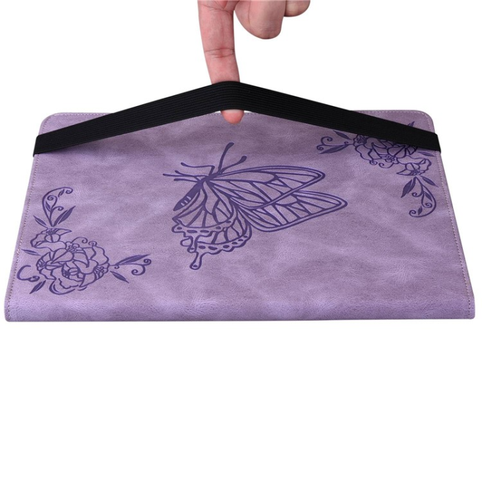 A-One Brand - iPad 10.9 (2022) Fodral Butterfly Flower Imprinted - Lila