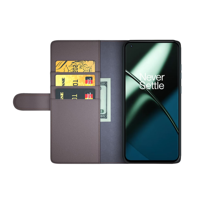 OEM - OnePlus 11 5G Plånboksfodral Äkta Läder - Brun