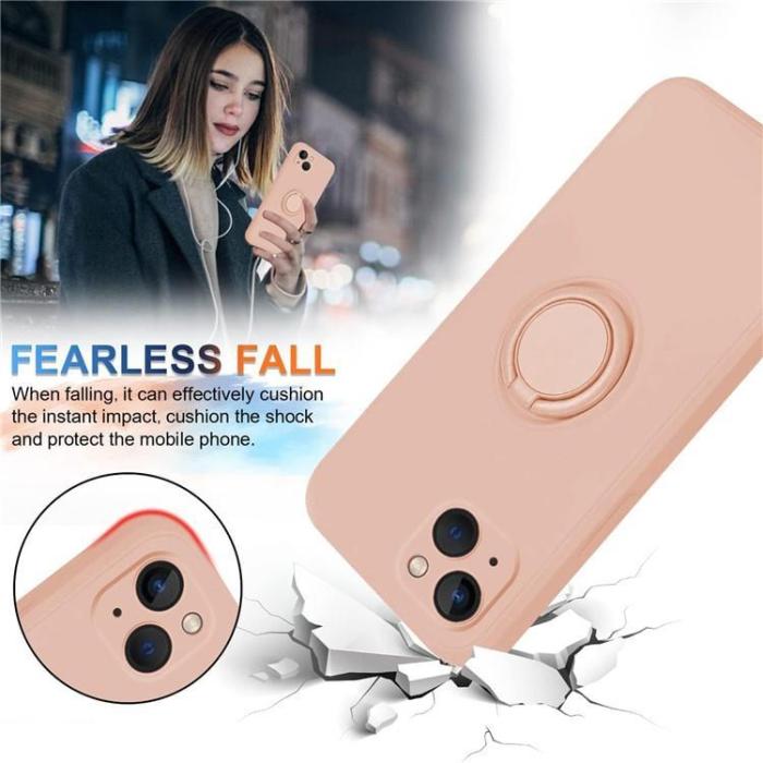 OEM - iPhone 15 Plus Mobilskal Ringhållare Liquid Silikon - Rosa