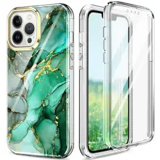 OEM - iPhone 14 Pro Skal 360 Marble - Gr&ouml;n