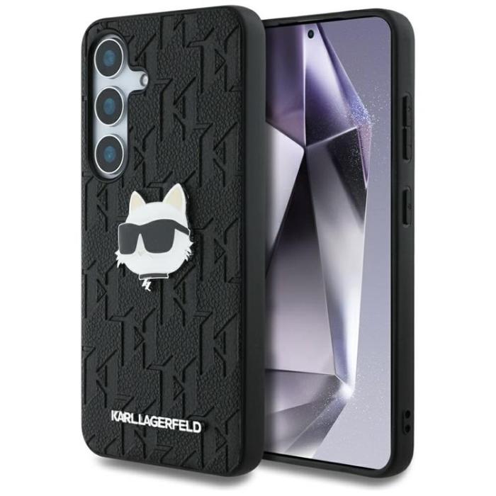 KARL LAGERFELD - Karl Lagerfeld Galaxy S25 Mobilskal Läder Monogram Choupette Head - Svart