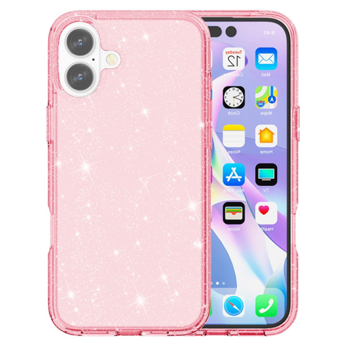 AMORUS - AMORUS iPhone 17 Mobilskal Shockproof - Glitter Rosa