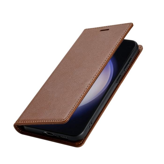 Amorus - Samsung Galaxy S26 Plånboksfodral Magnetisk Stängning Konstläder - Brun