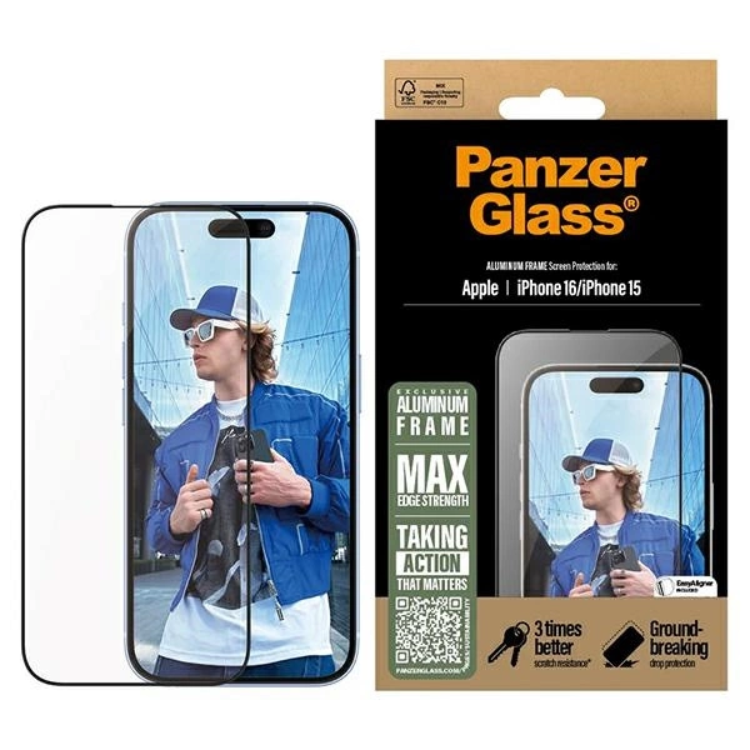 PanzerGlass iPhone 16 Härdat Glas Skärmskydd Ultra-Wide Fit - Clear | 5468 | AlltMobil