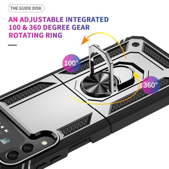 A-One Brand - Galaxy Z Flip 4 Skal Ringhållare Kickstand - Silver