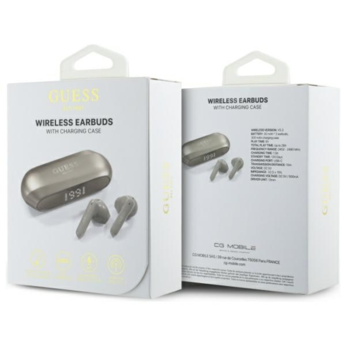 Guess - Guess In-Ear Hörlurar TWS Metalic Printed Logo - Guld