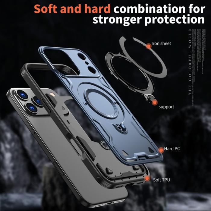 N/A - Mobilskal till iPhone 17 Pro Plast Militärskydd Med Ställ - Blå