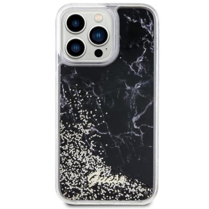 Guess - Guess iPhone 14 Pro Max Mobilskal Liquid Glitter Marble - Svart