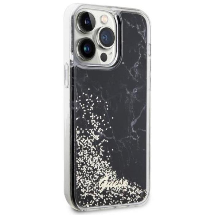Guess - Guess iPhone 14 Pro Max Mobilskal Liquid Glitter Marble - Svart