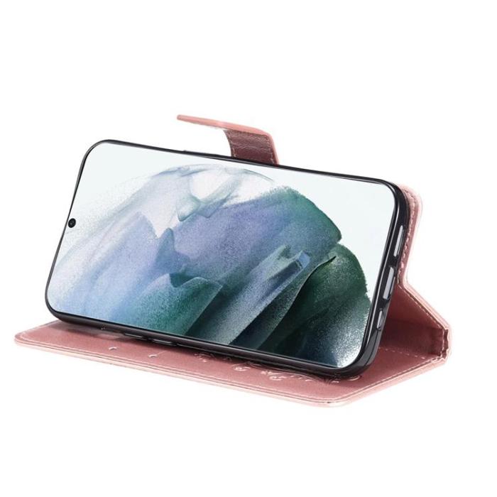A-One Brand - Butterfly Imprinted Fodral Galaxy S22 - Rosa Guld