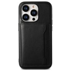 DENIOR - DENIOR iPhone 15 Pro Max Pl&aring;nboksfodral i Konstl&auml;der - Svart