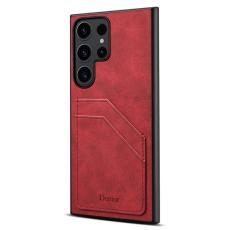 DENIOR - DENIOR Samsung Galaxy S24 Ultra Fodral Retro Stil KonstL&auml;der R&ouml;d