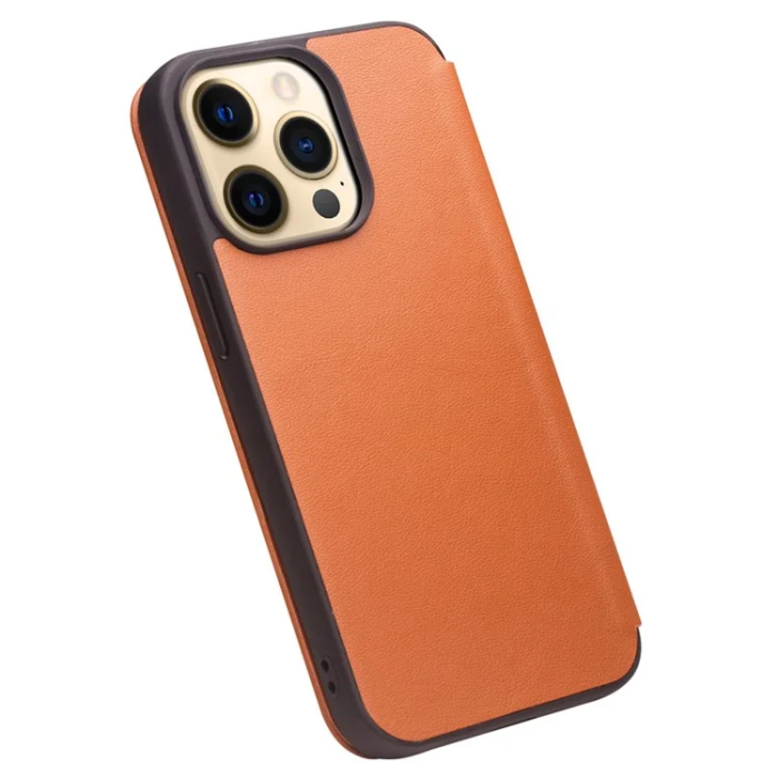 QIALINO - QIALINO iPhone 13 Pro Max Fodral Äkta Läder Cowhide - Brun
