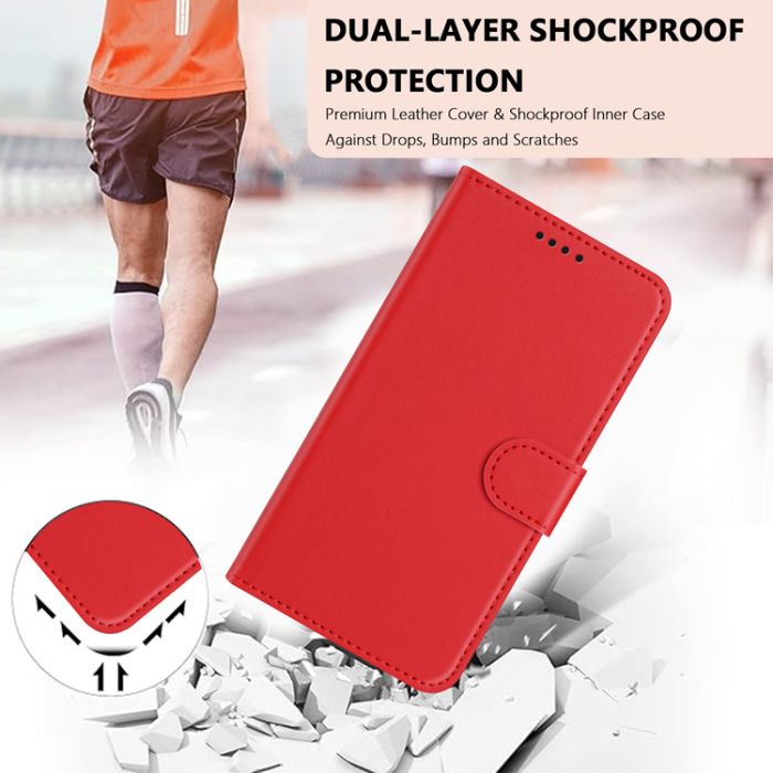 A-One Brand - iPhone 17 Pro Max Plånboksfodral Anti Drop - Röd