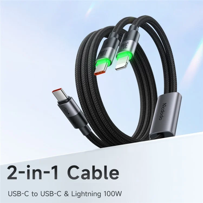 MCDODO - MCDODO 2in1 USB-C - USB-C/Lightning Kabel 1.5m CA-6700 - Svart