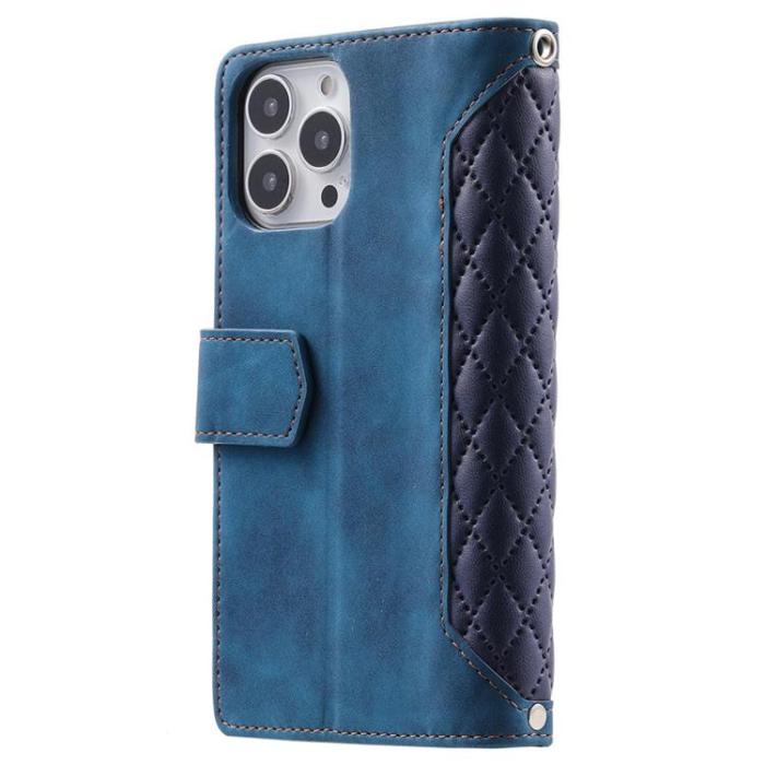 UTGATT1 - iPhone 13 Pro Plånboksfodral Rhombus Grid - Blå