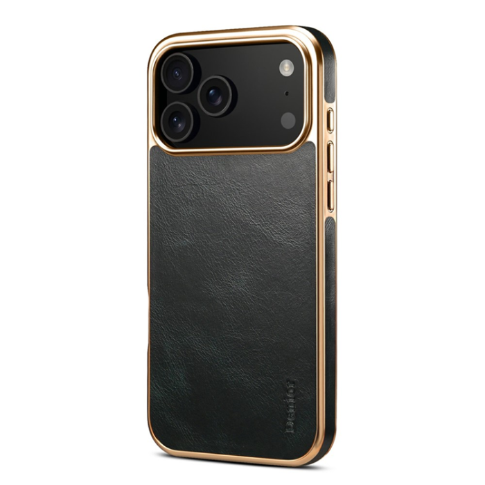 DENIOR - DENIOR iPhone 17 Pro Max Mobilskal Äkta Läder Electroplating