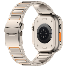 A-One Brand - Apple Watch (42/44/45/46/49mm) Armband Titanium Alloy - Orange/Titanium