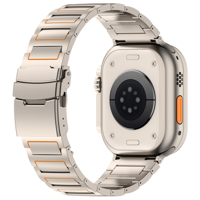 A-One Brand - Apple Watch (42/44/45/46/49mm) Armband Titanium Alloy - Orange/Titanium