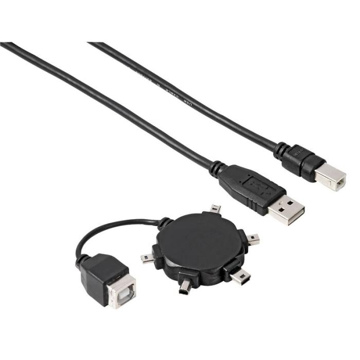 Hama - HAMA Kabel USB A-B Inkl 5x Adapter Svart 0.5m