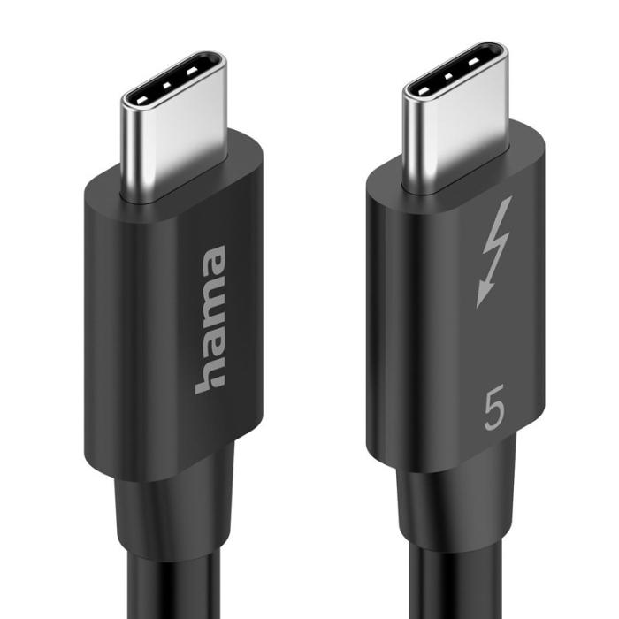Hama - HAMA Kabel USB-C Thunderbolt 5 80 Gbit/S Ultra-Hd 8K 1.0M Svart