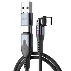 STATIK - STATIK Kabel PowerPivot Pro Nylonfl&auml;tad USB-C Till USB-C Svart 1m