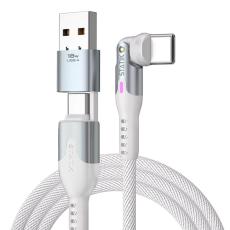 STATIK - STATIK Kabel PowerPivot Pro Nylonfl&auml;tad USB-C Till USB-C Vit 1m