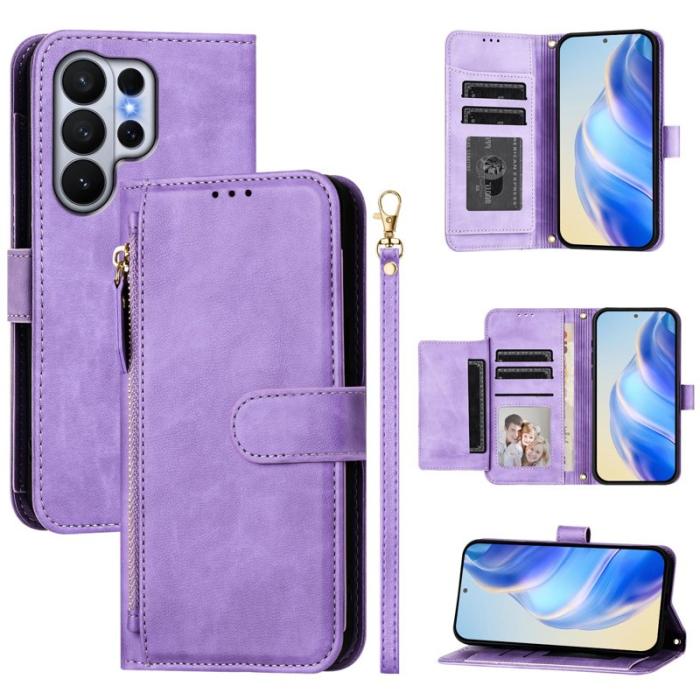 OEM - Mobilfodral för Samsung Galaxy S26 Ultra Konstläder Fickor - Lila