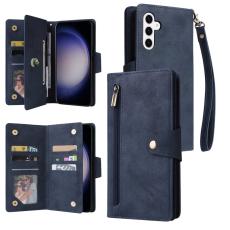 OEM - Pl&aring;nboksfodral f&ouml;r Samsung Galaxy S26 Konstl&auml;der med dragkedja - Bl&aring;