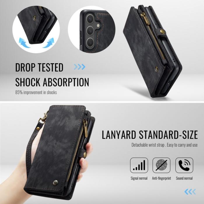 Caseme - CaseMe Plånboksfodral för Samsung Galaxy S26 Konstläder med avtagbart band Svart