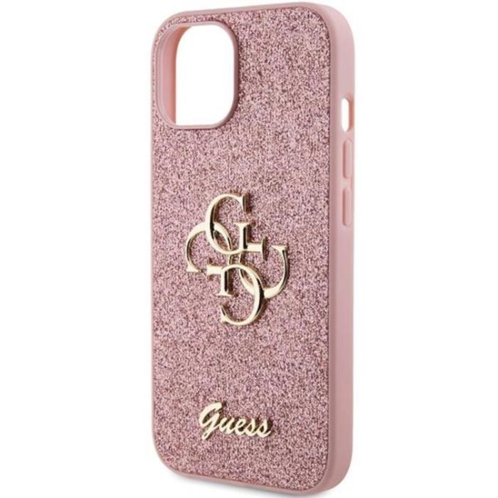 Guess - Guess iPhone 15 Plus Mobilskal Glitter Script Big - Rosa