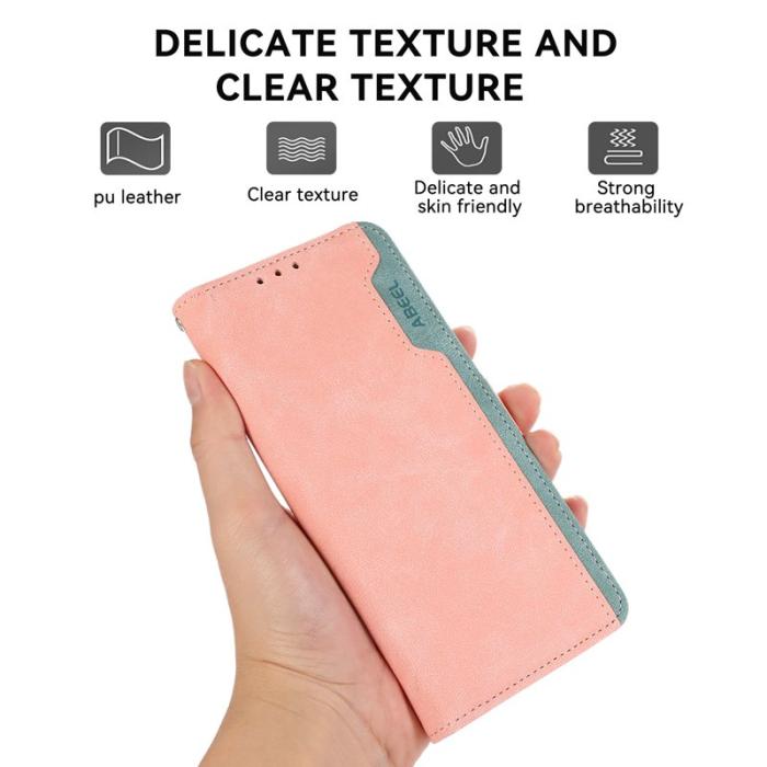 ABEEL - ABEEL Samsung Galaxy A06 4G Plånboksfodral Splicing Konstläder Rosa