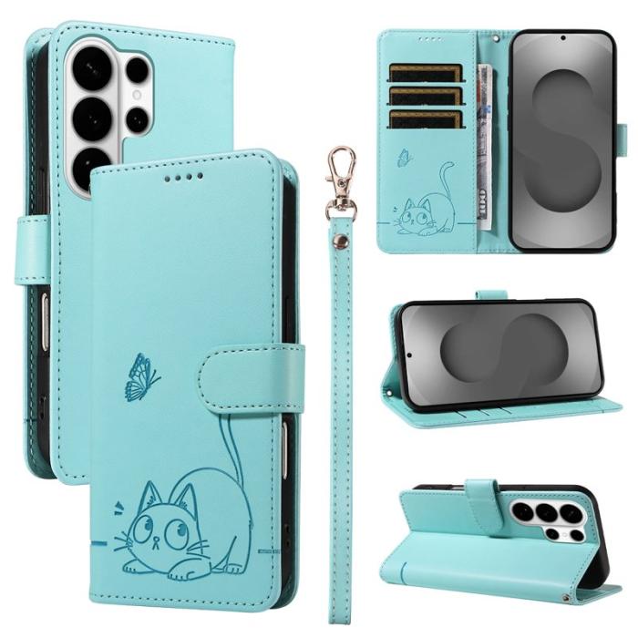 OEM - Cat Pattern Samsung Galaxy S26 Ultra Mobilskal KonstLäder - Grön