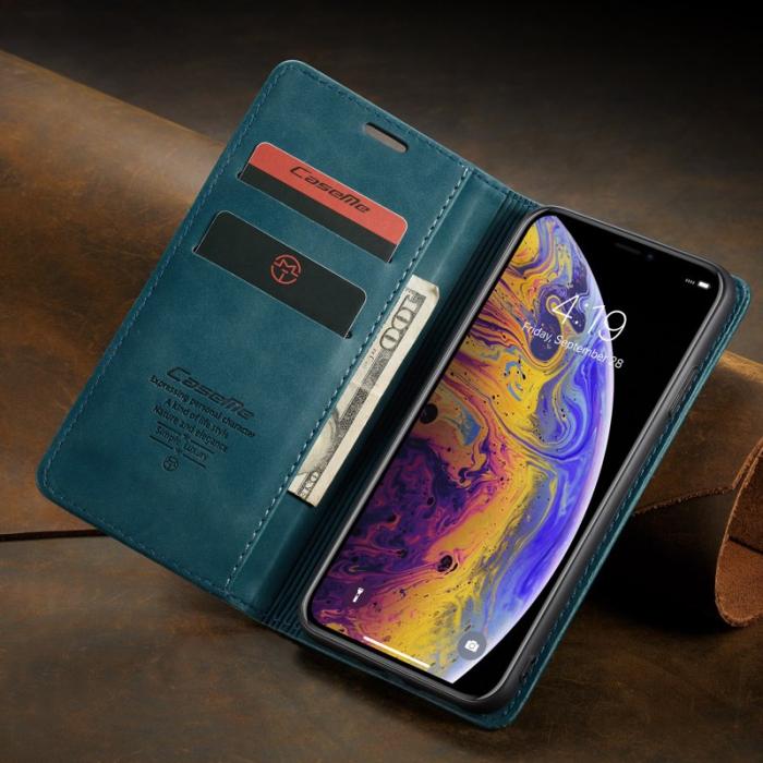 Caseme - CASEME 013 Plånboksfodral Konstläder för iPhone XS Max - Blå