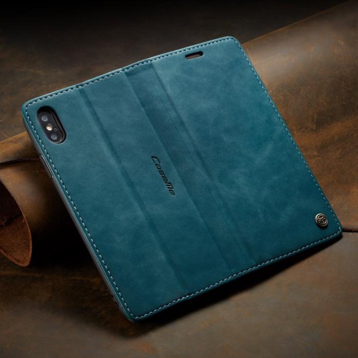 Caseme - CASEME 013 Plånboksfodral Konstläder för iPhone XS Max - Blå